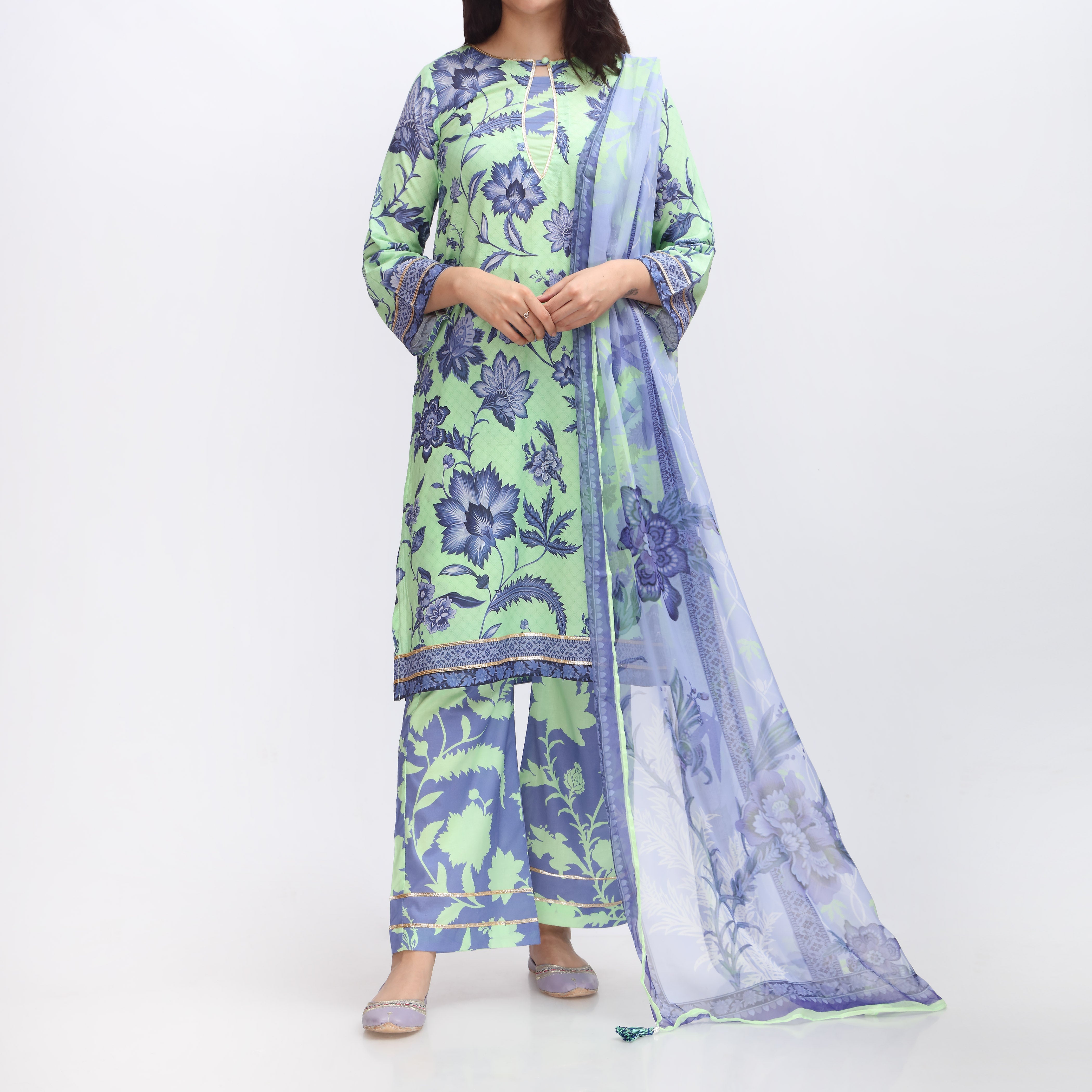 3PC- Printed Cambric Suit PS3819