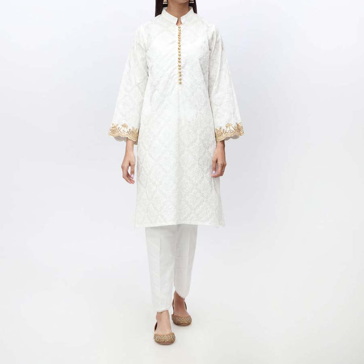 1PC- Embroidered & Puff Printed Cambric Shirt PS4011