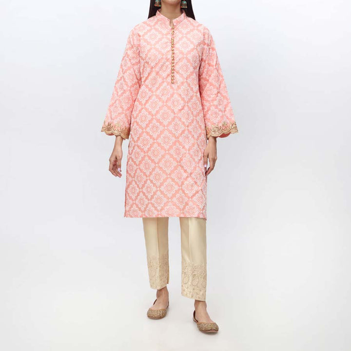 1PC- Embroidered & Puff Printed Cambric Shirt PS4011