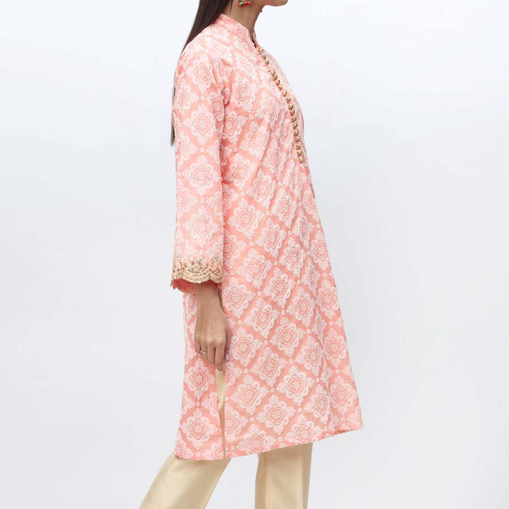 1PC- Embroidered & Puff Printed Cambric Shirt PS4011