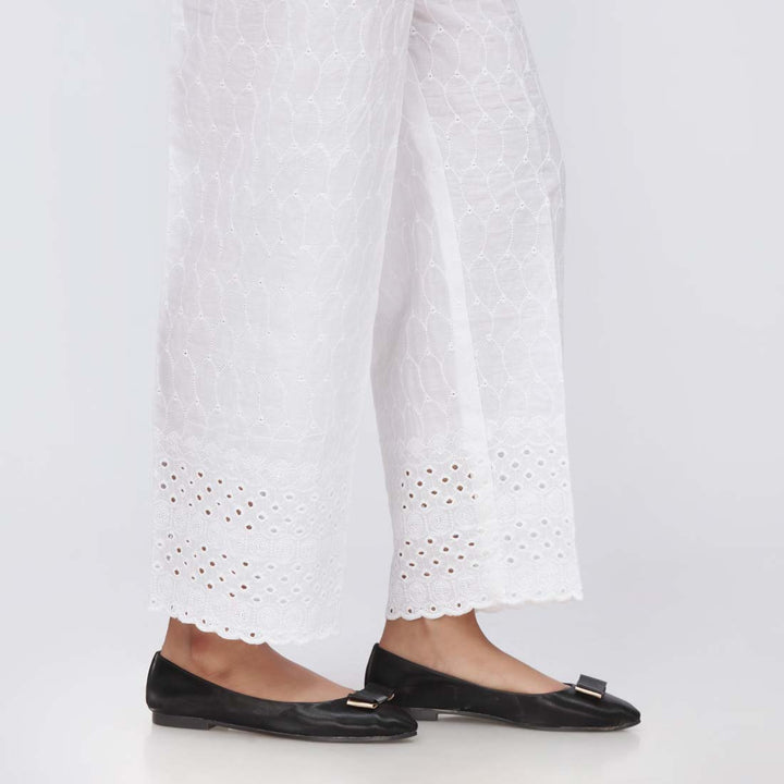 White Schiffli Embroidered chicken Kari Trouser PS4500