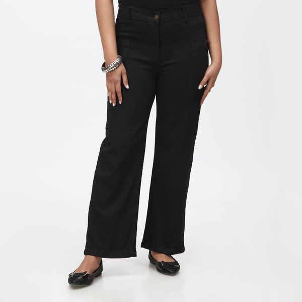 Black Denim Pant with Side Pockets PS4528