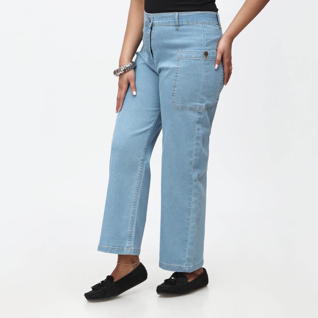 Sky Blue Side Pocket Denim Pant PS4528