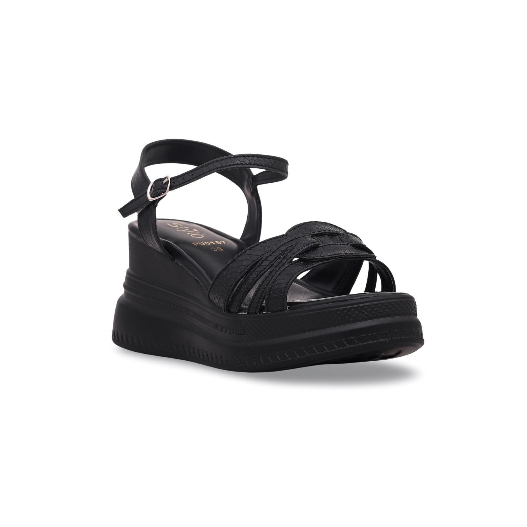 Black PU Sandals PU0157 | Stylo