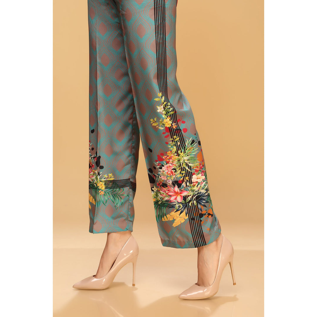 Digital Printed Grip Silk Flared Pant