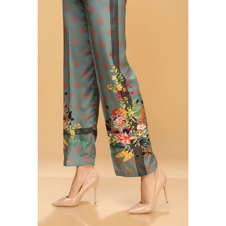 Digital Printed Grip Silk Flared Pant