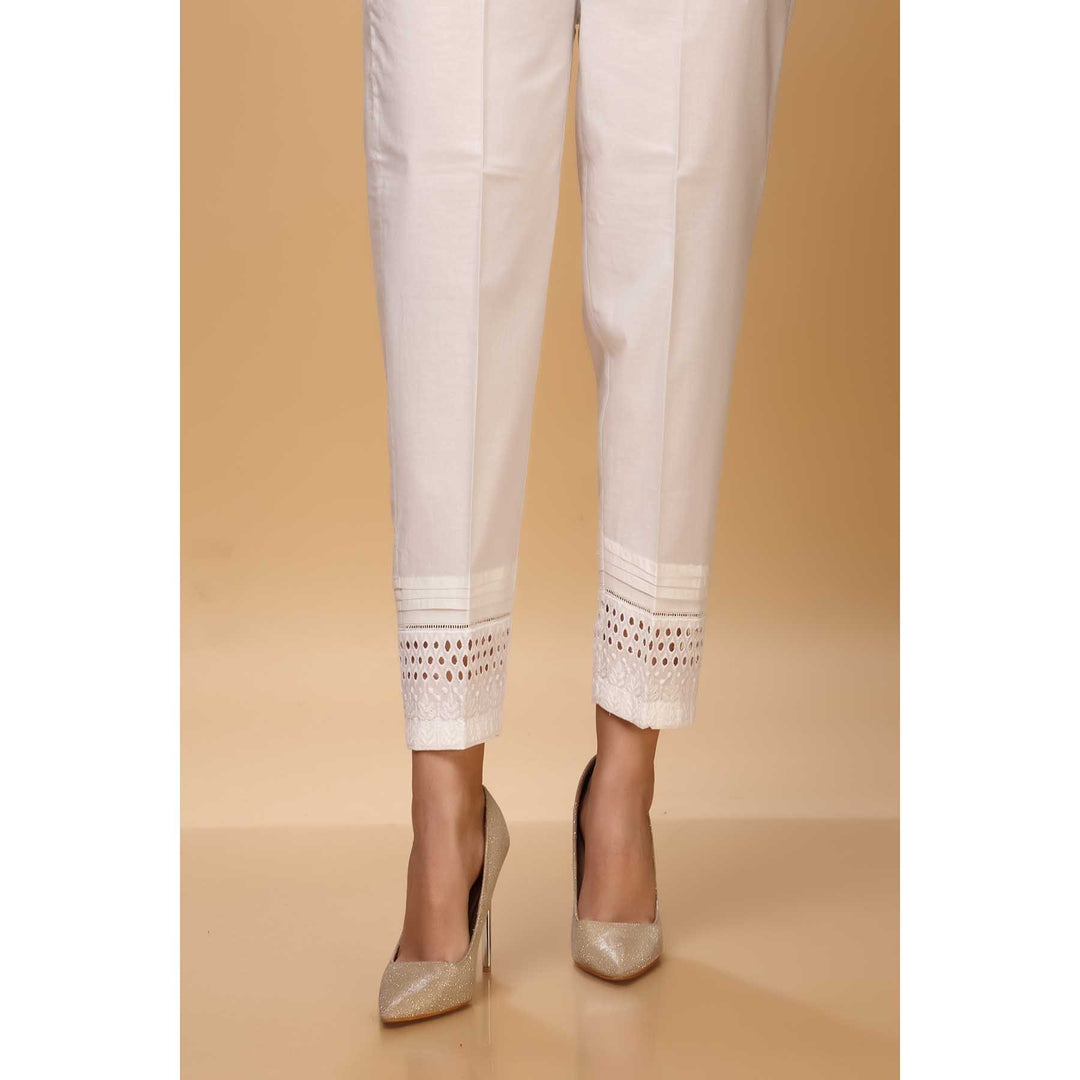 White Color Cambric Straight Pant PW1534