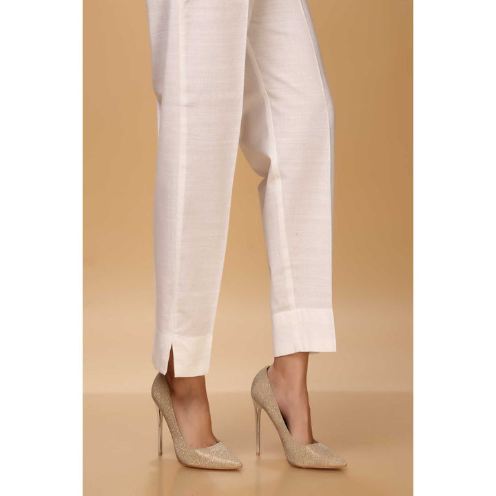 White Color Khaddar Straight Pant PW1538