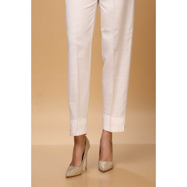 White Color Khaddar Straight Pant PW1538