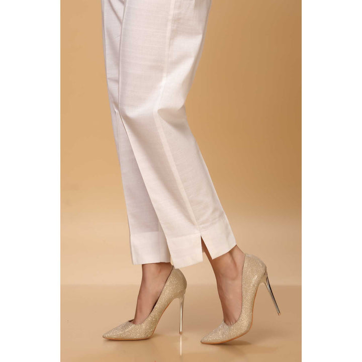 White Color Khaddar Straight Pant PW1538