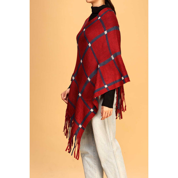 Maroon Winter Cape Shawl PW1817