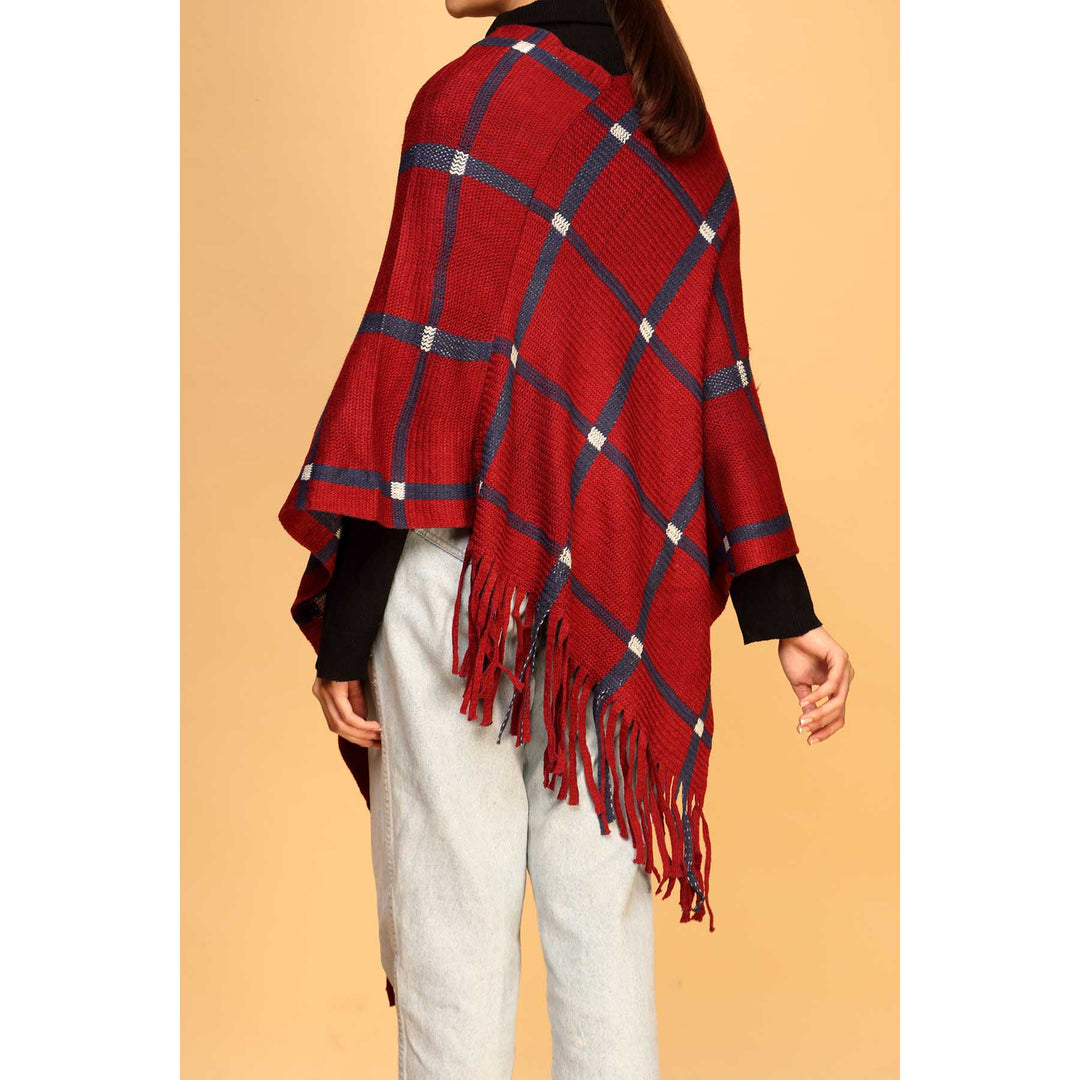 Maroon Winter Cape Shawl PW1817