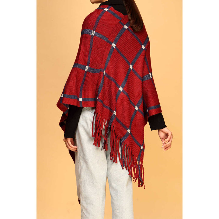 Maroon Winter Cape Shawl PW1817