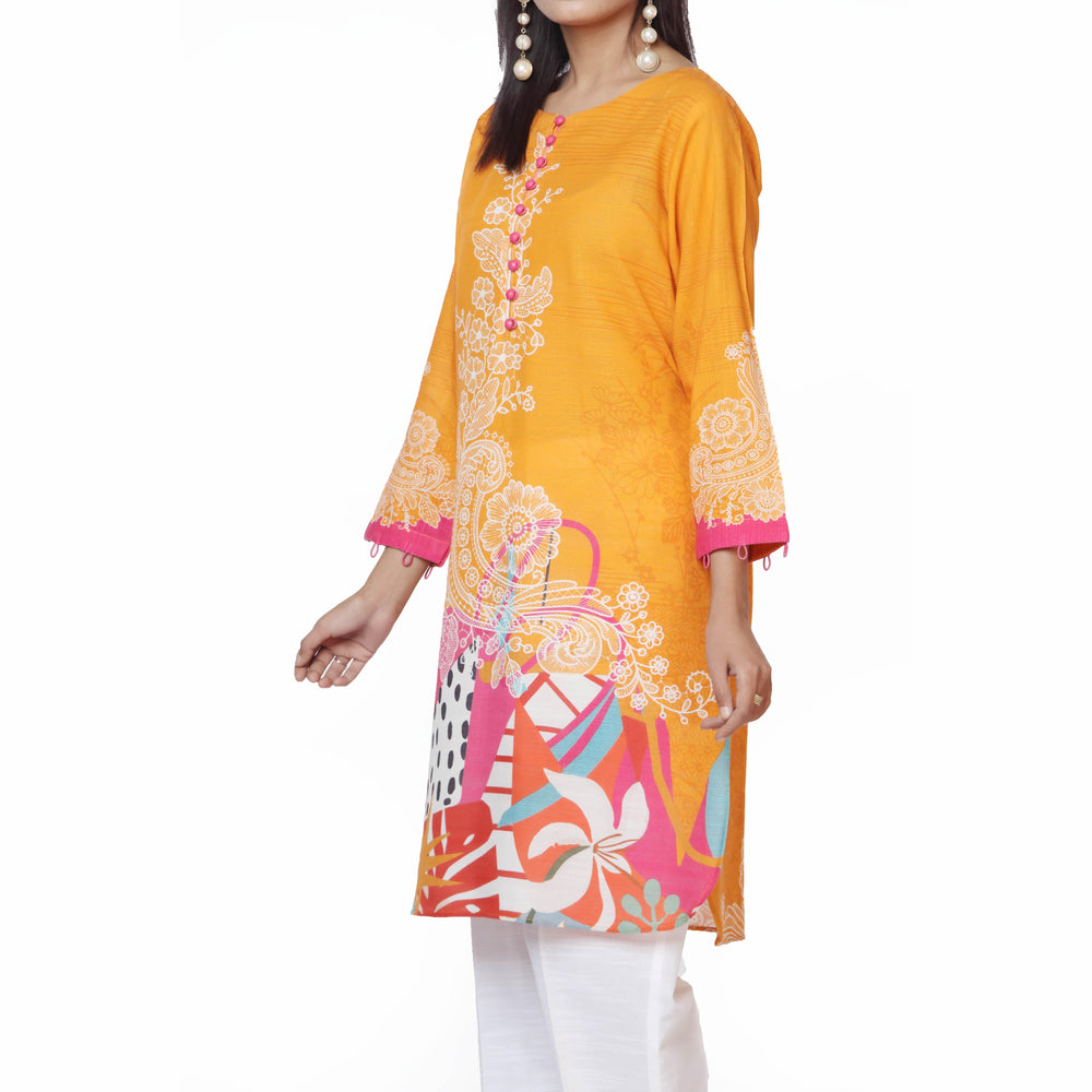 1PC- Digital Printed Khaddar Shirt PW2415