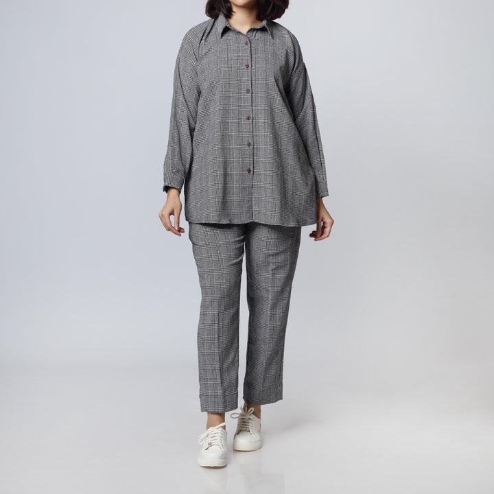 2PC- Flannel Checkered Shirt & Trousers PW2336