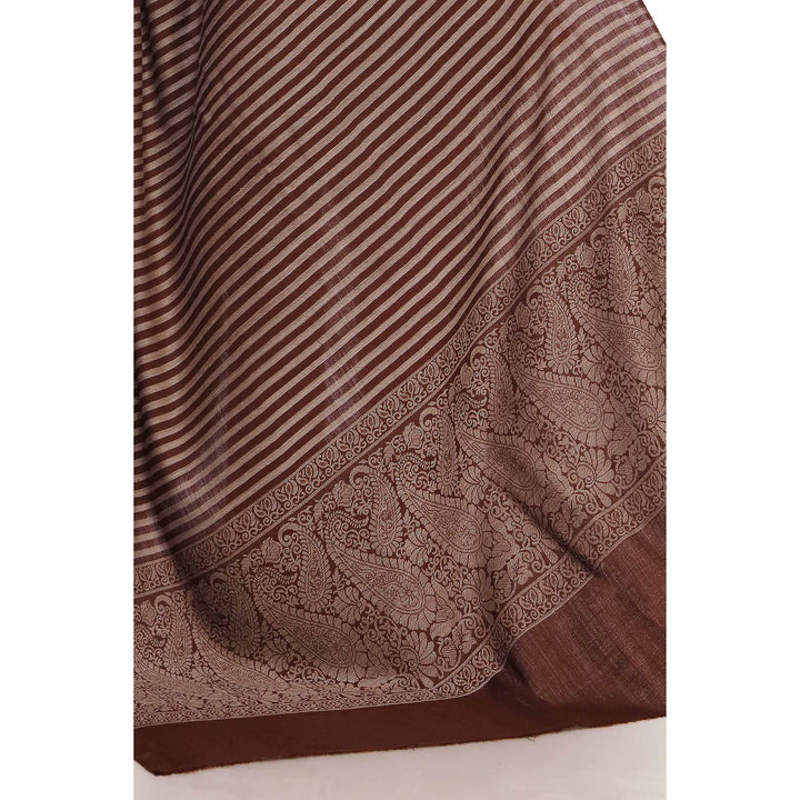 Brown Striped & Border Shawl PW2710