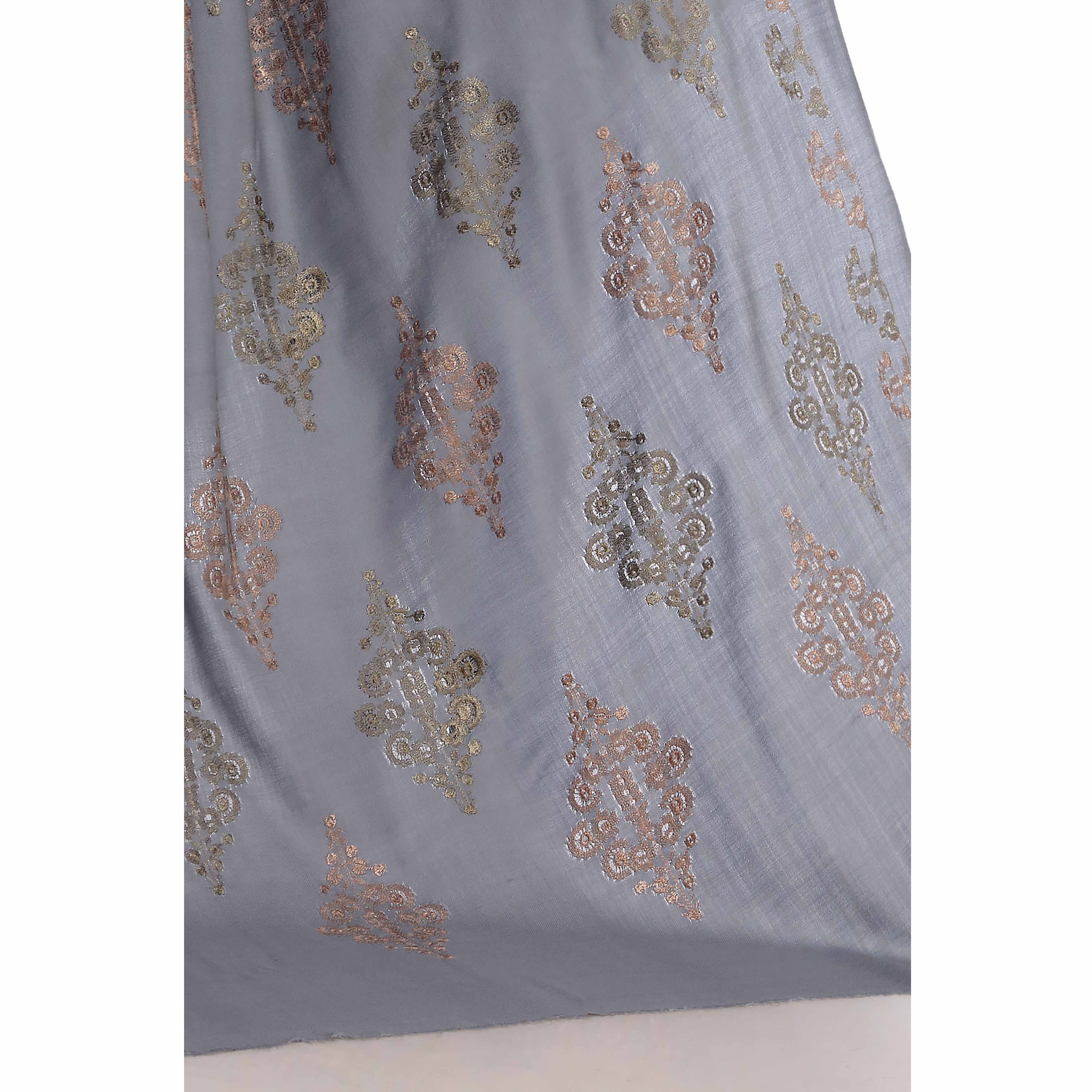 Grey Embroidered  Shawl PW2716