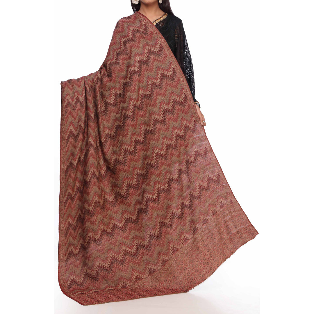 Brown Jacquard Shawl PW2725