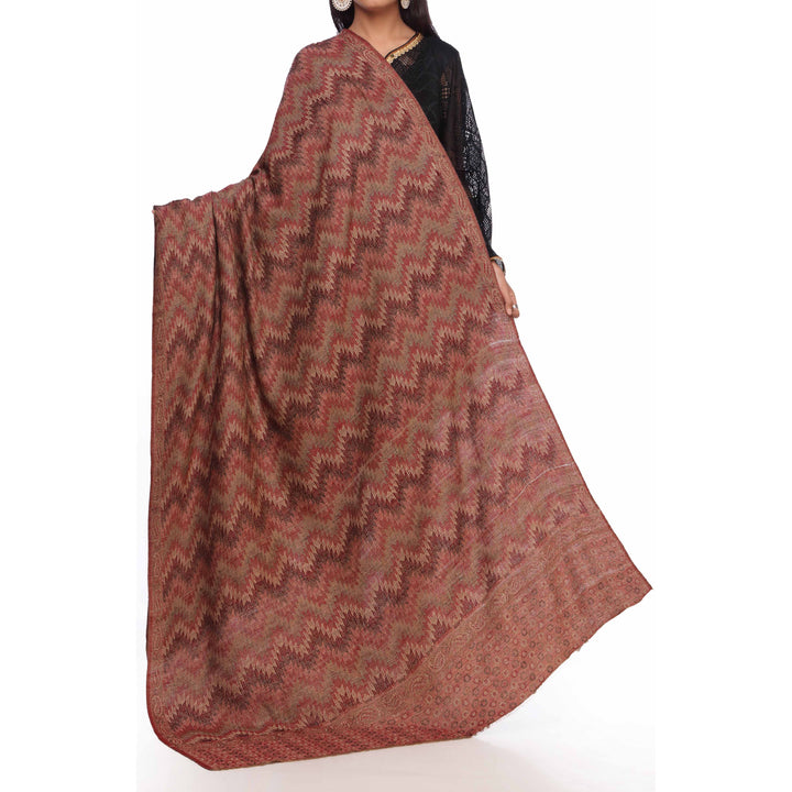 Brown Jacquard Shawl PW2725