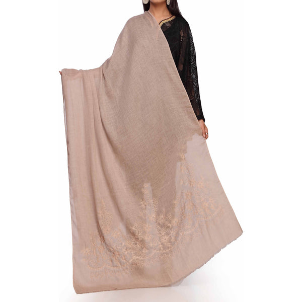 Brown Aari Embroidered Shawl PW2736