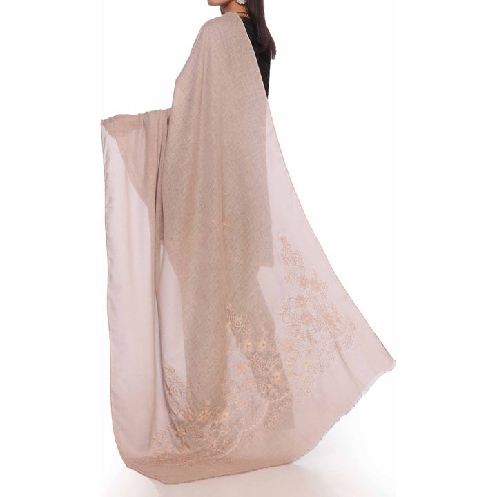 Brown Aari Embroidered Shawl PW2736