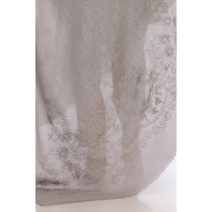 Grey Aari Embroidered Shawl PW2736