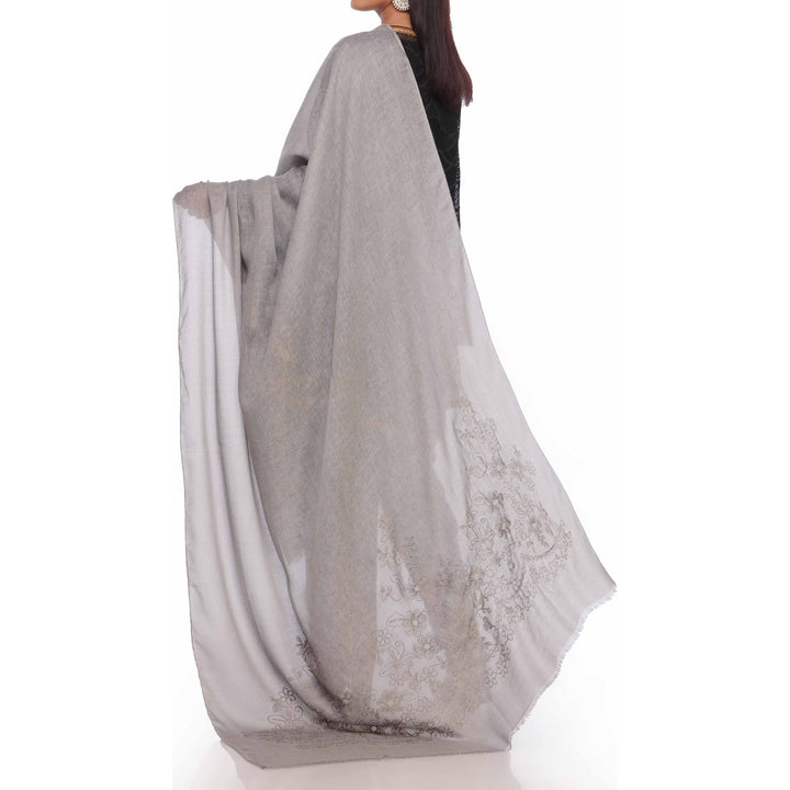 Grey Aari Embroidered Shawl PW2736