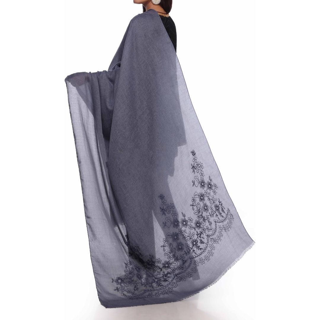 Blue Aari Embroidered Shawl PW2736
