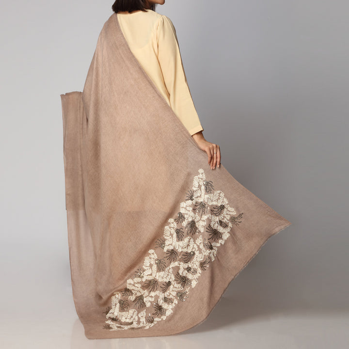 Khaki Winter Embellished Shawl PW2753