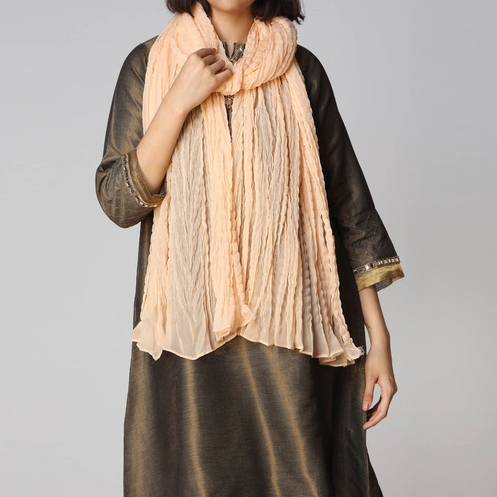 Pink Plain Chiffon Crush Dupatta  PW2768