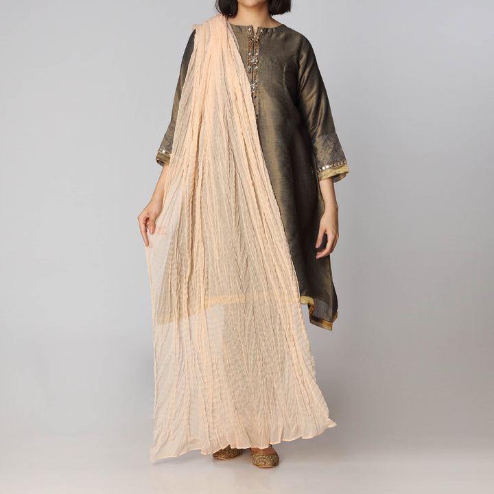 Pink Plain Chiffon Crush Dupatta  PW2768