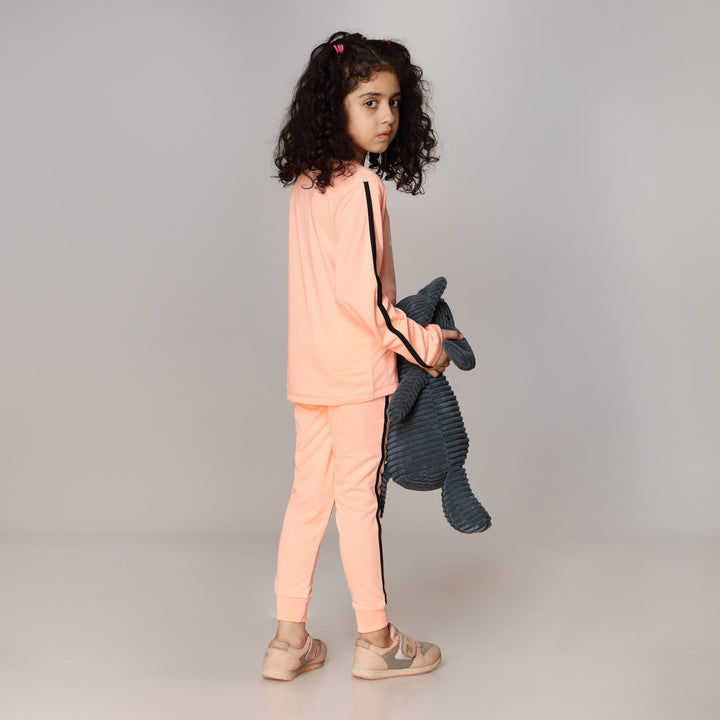 Girls Peach Printed Jersey shirt PW2834