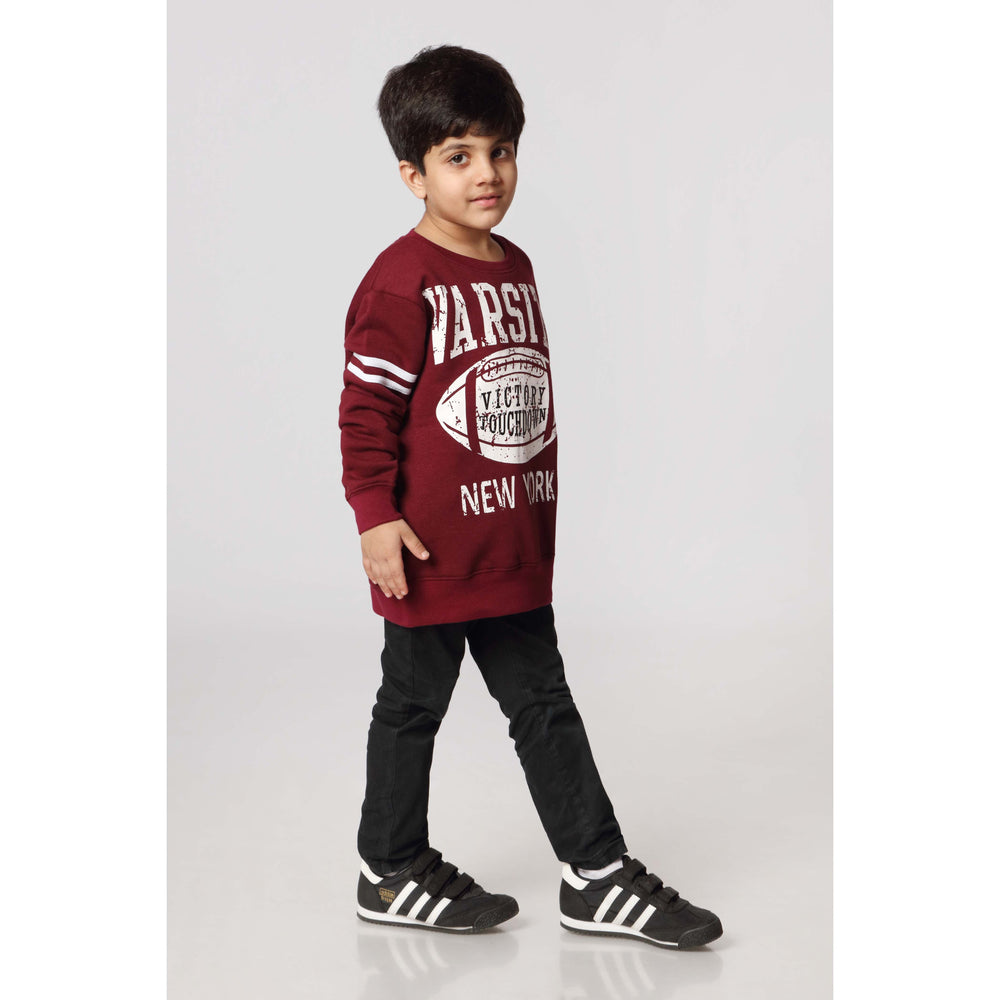 Boys Burgndy Fleece Sweat Shirt PW2843