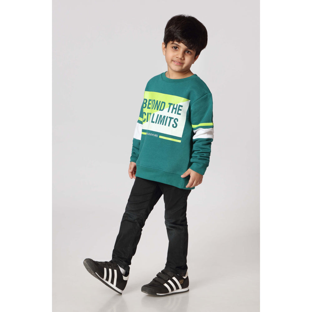 Boys Green Fleece Sweat Shirt PW2845