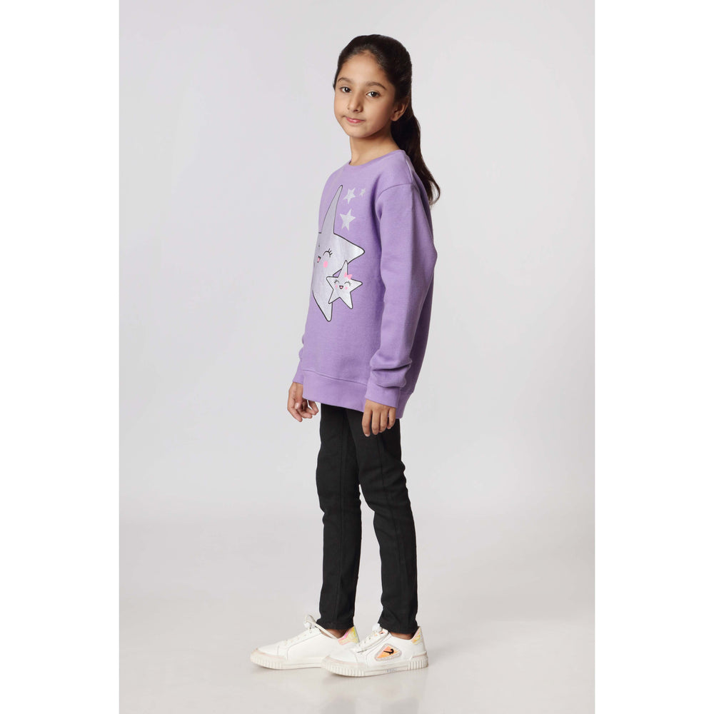 Girls Purple Fleece Sweat Shirt PW2846