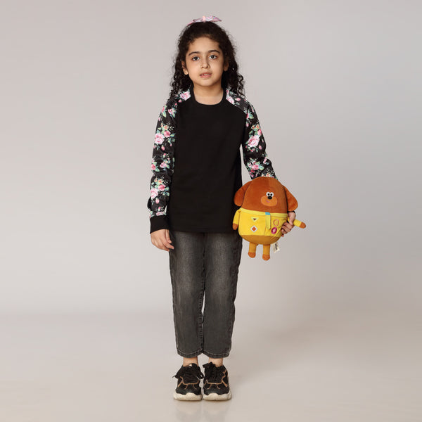 Girls Black Fleece Sweat Shirt PW2850