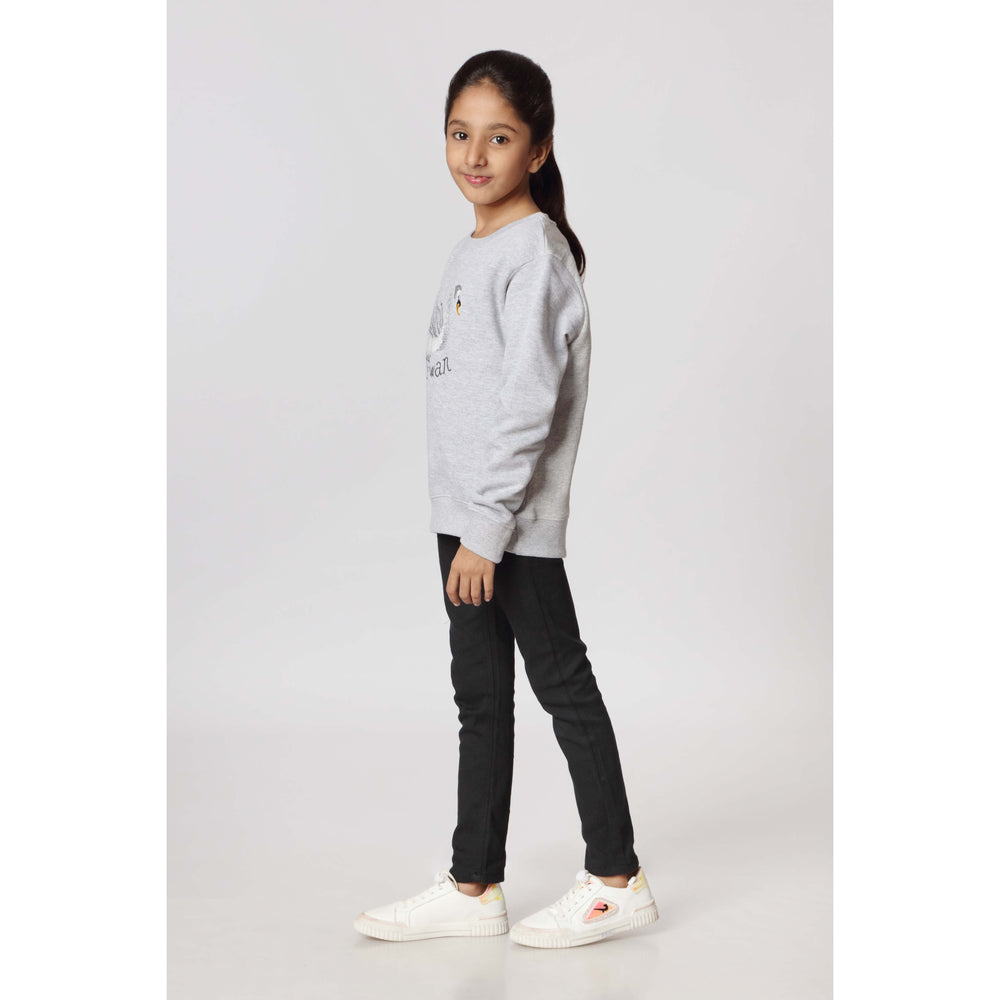 Girls Grey Fleece Sweat Shirt PW2851