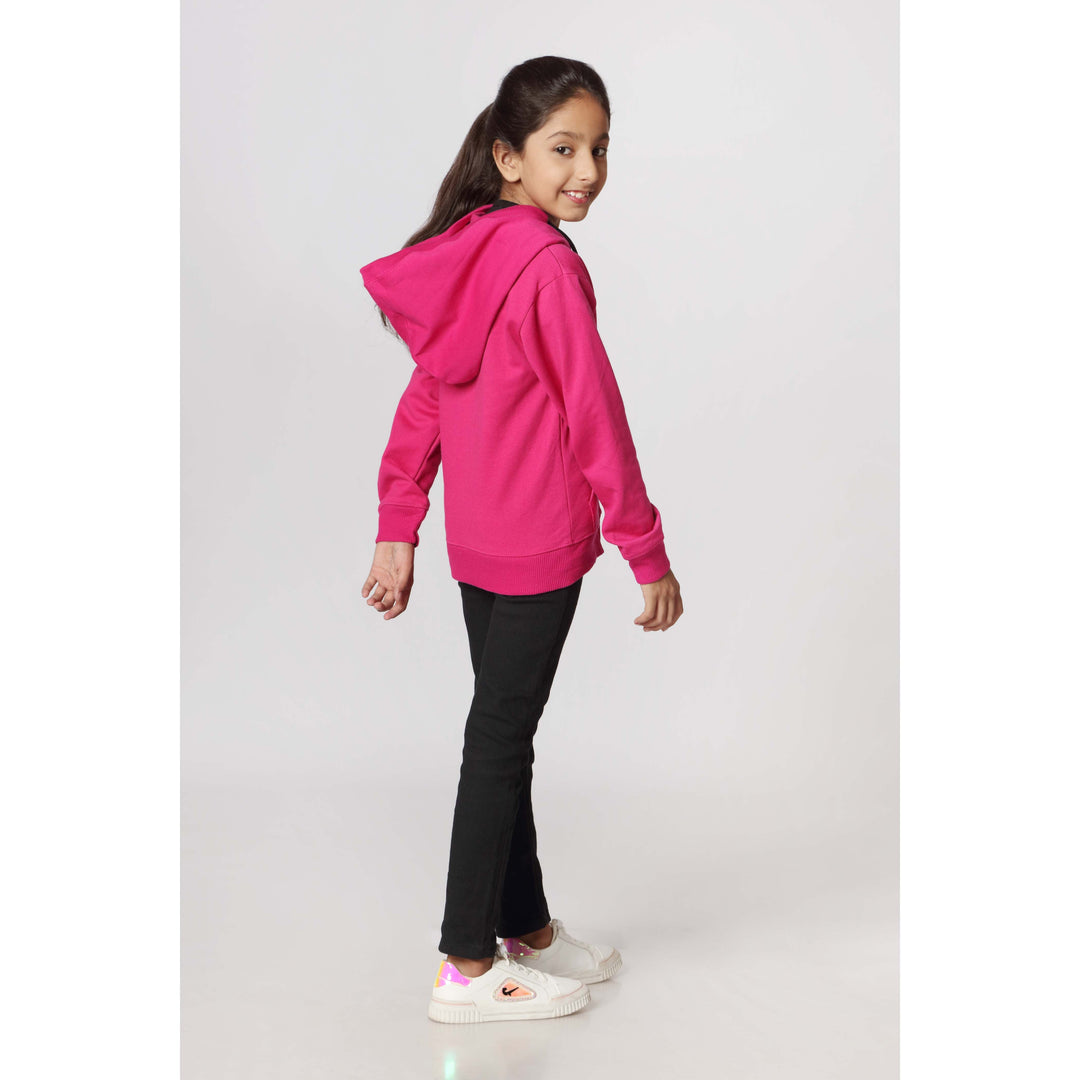 Girls Pink Fleece Zipper Hoodie PW2870