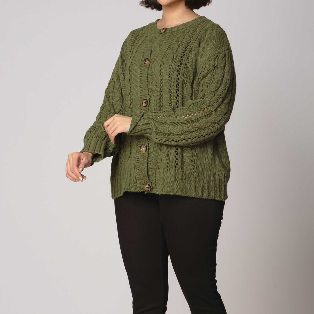 Green Mid Length Cardigan PW2900