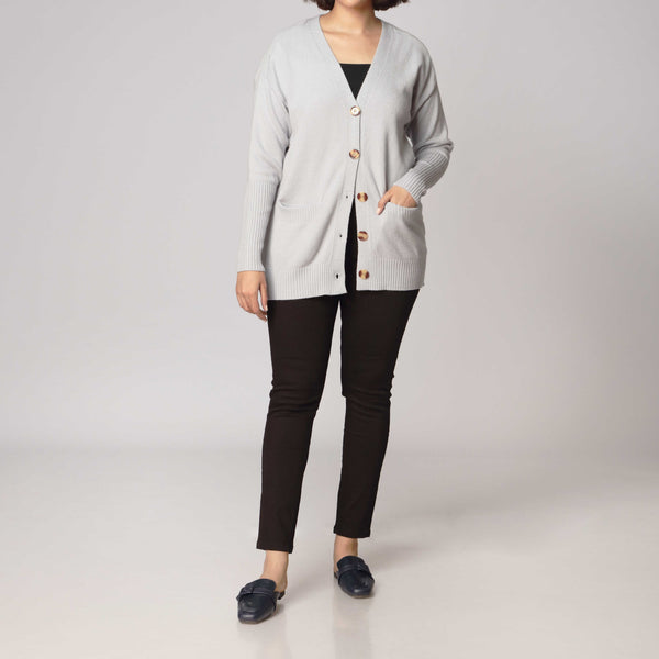 Grey Mid Length Cardigan PW2903