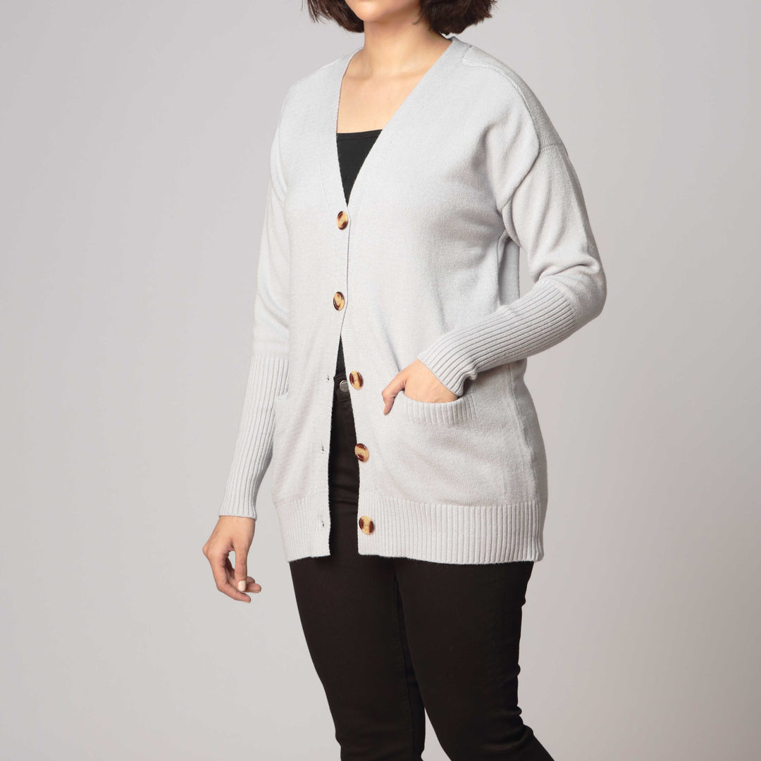 Grey Mid Length Cardigan PW2903
