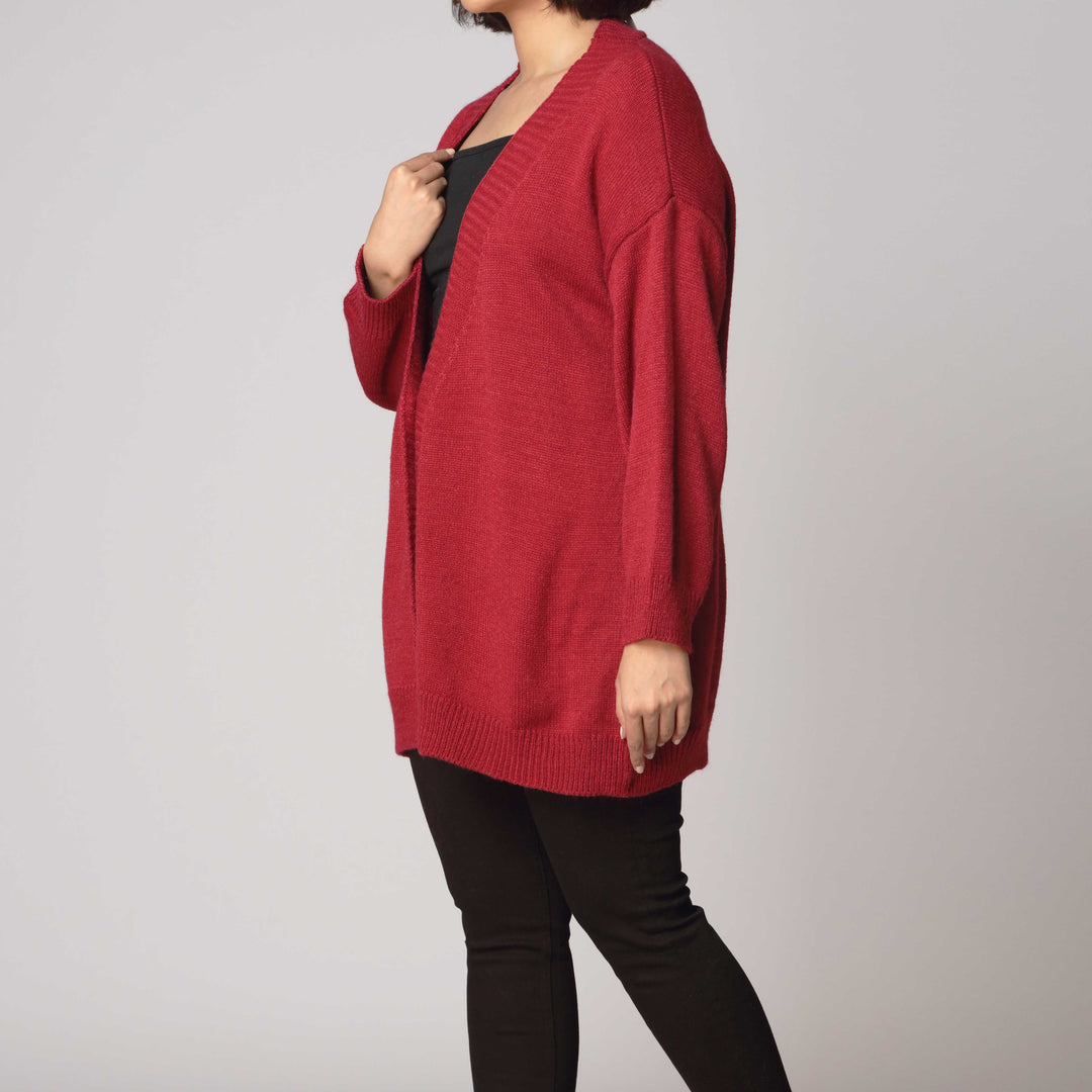 Maroon Mid Length Cardigan PW2906