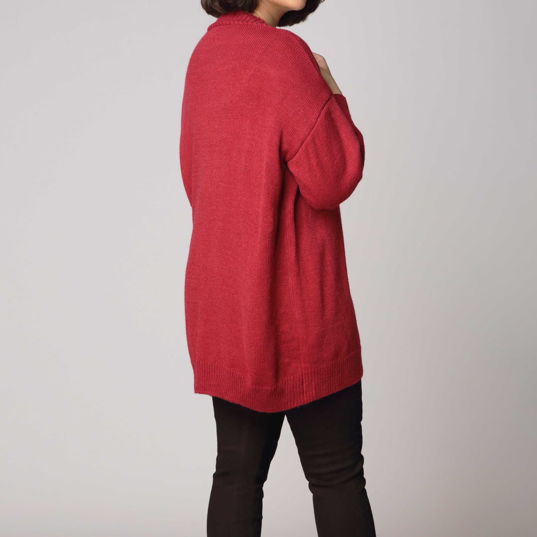 Maroon Mid Length Cardigan PW2906