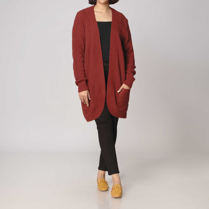 Maroon Long Cardigan PW2913