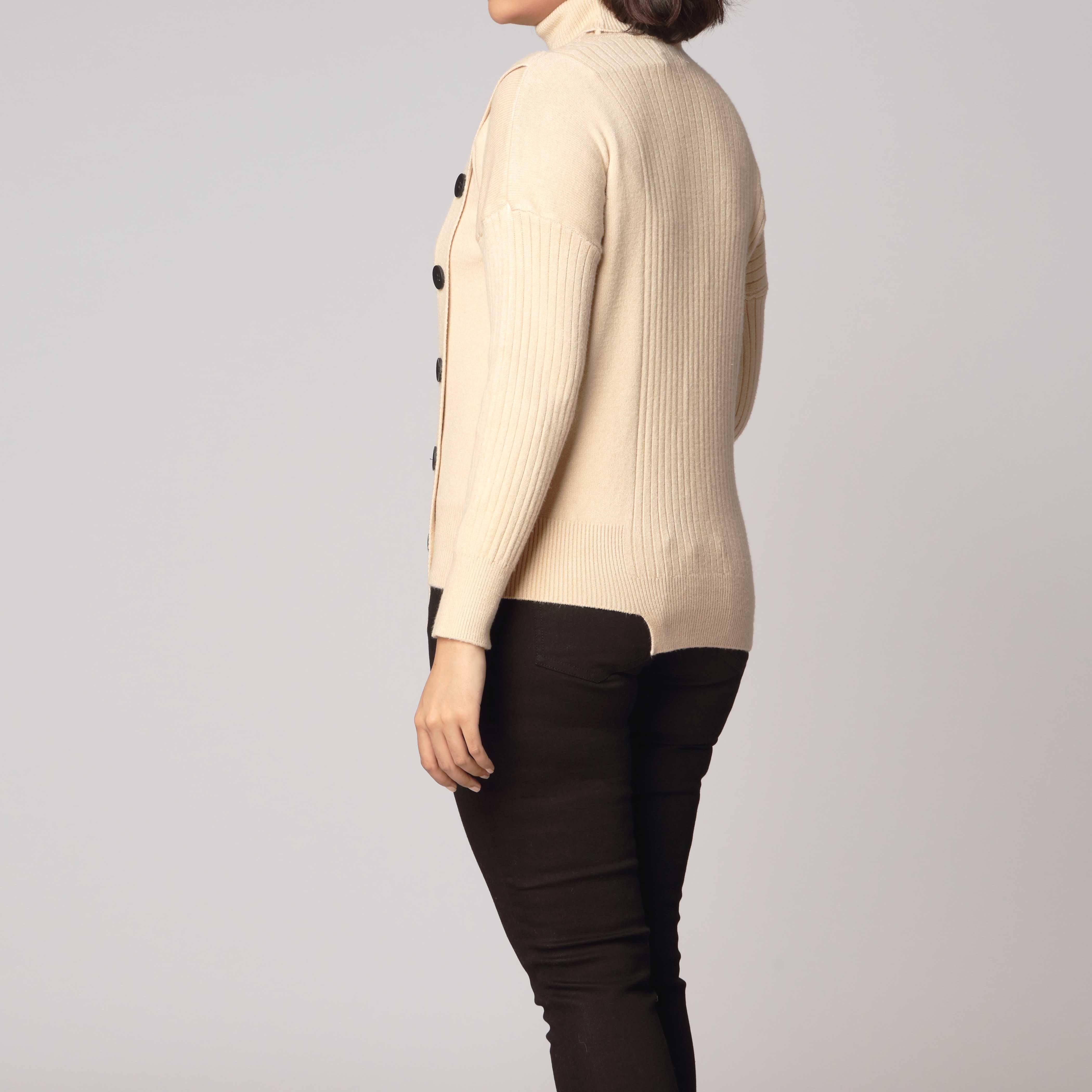 Brown High Neck Pullover Sweater PW2915