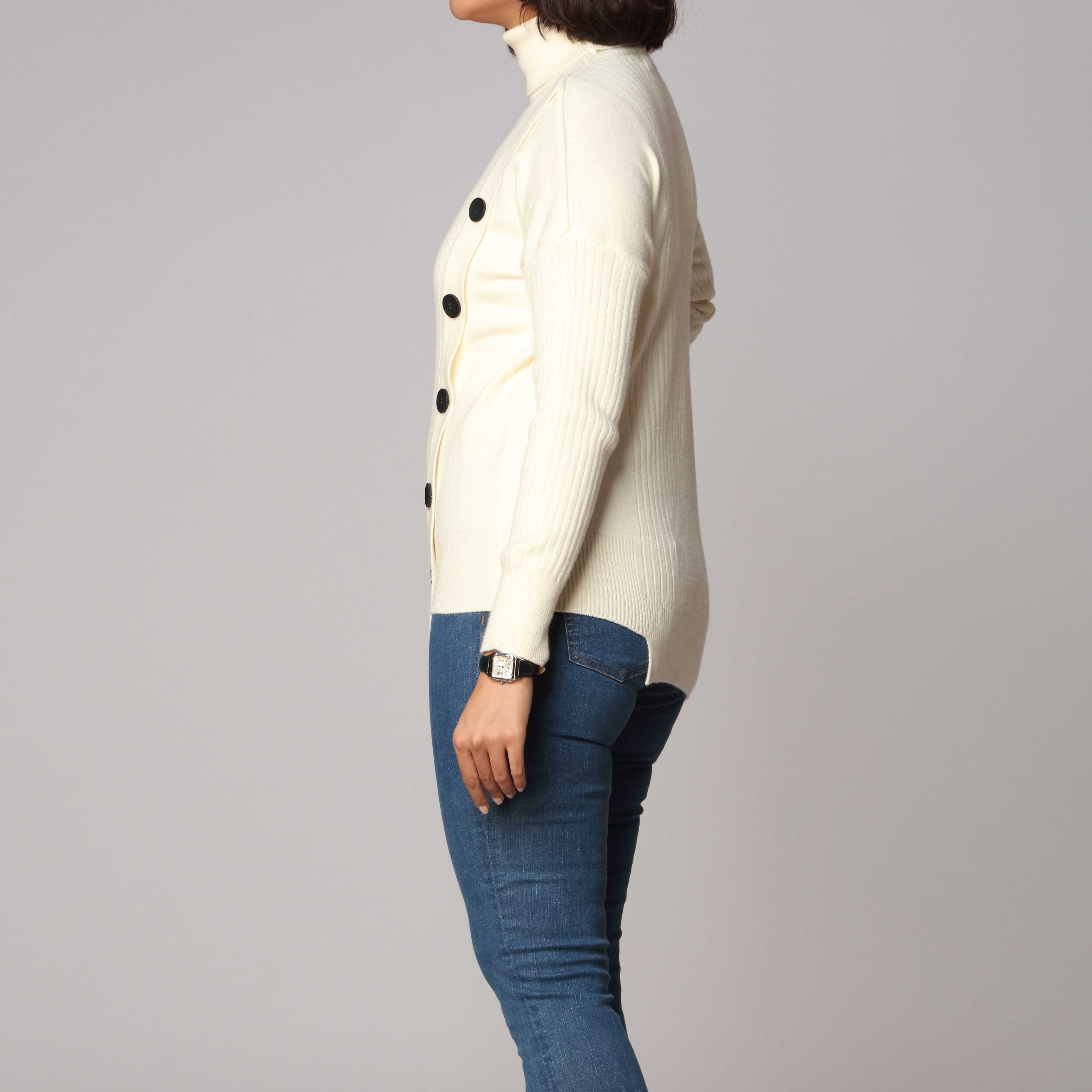 Beige High Neck Pullover Sweater PW2915