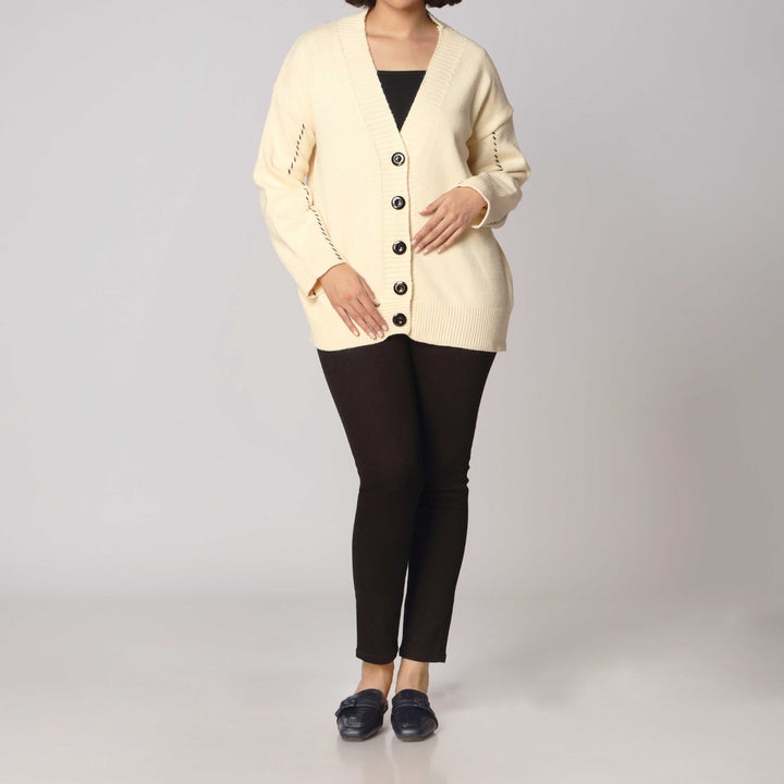 White Mid Length Cardigan PW2916