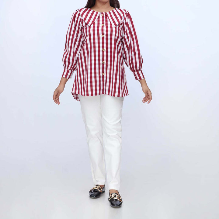 1PC-Flannel Checkered Top PW3077