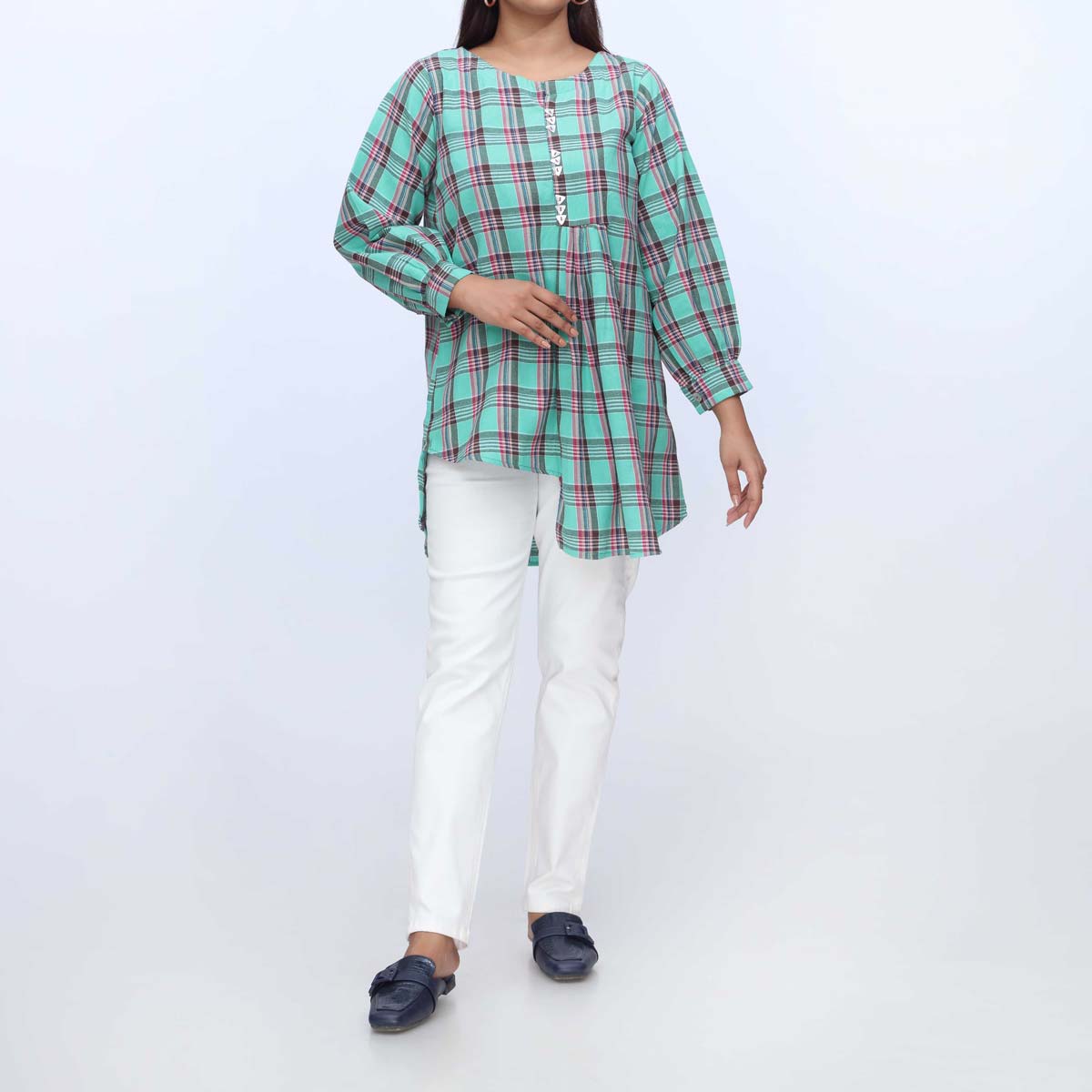 1PC-Flannel Checkered Top PW3083