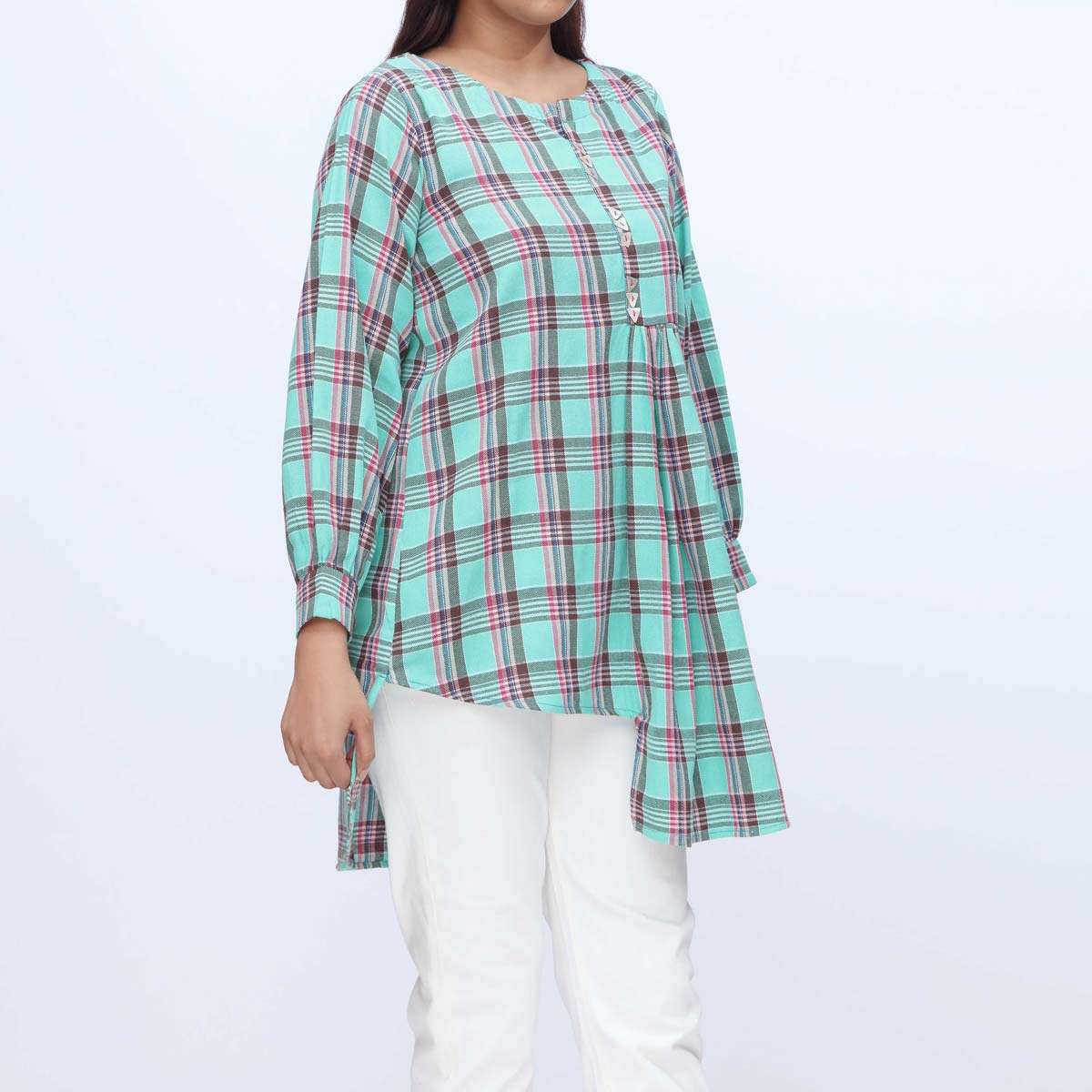 1PC-Flannel Checkered Top PW3083
